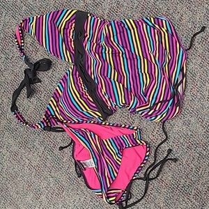NWOT Colorful Multicolor 2 Piece Joe Boxer Halter Tankini top and Bottoms